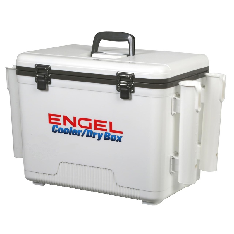 Engel 19 Qt. Cooler/Dry Box with Rod Holders – White