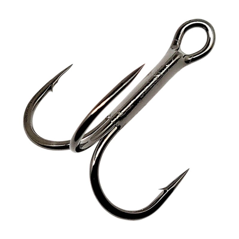 2X Round Bend Treble Hooks – Black