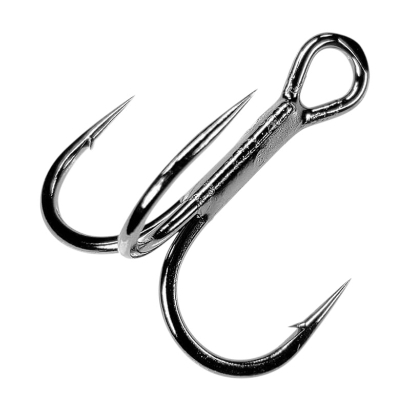 Short Shank Round Bend Treble Hook – Black