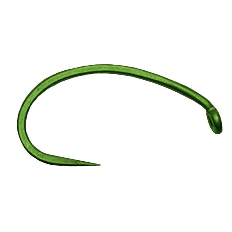1924 Barbless Scud Fly Hook – Matte Green