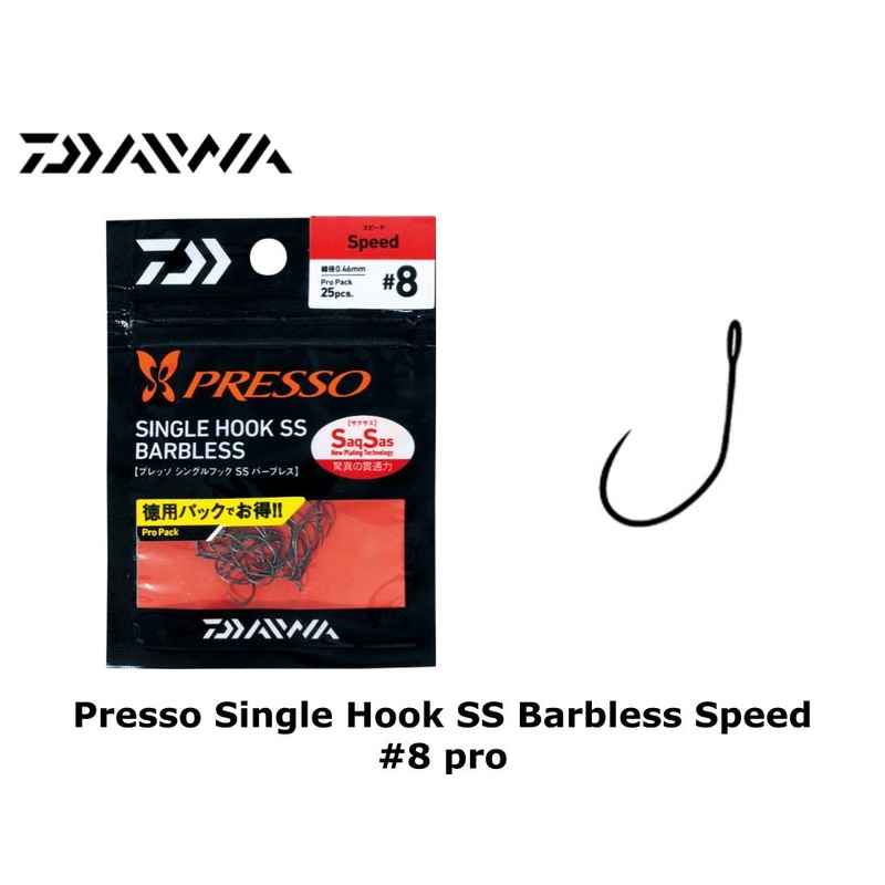Daiwa Presso Single Hook SS Barbless Speed #8 pro